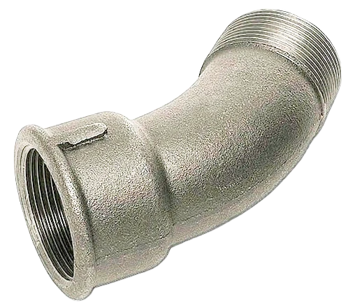 Отвод резьбовой чугунный оцинкованный 45 градусов НР/ВР DN 20 (26,9 мм) 3/4 дюйма