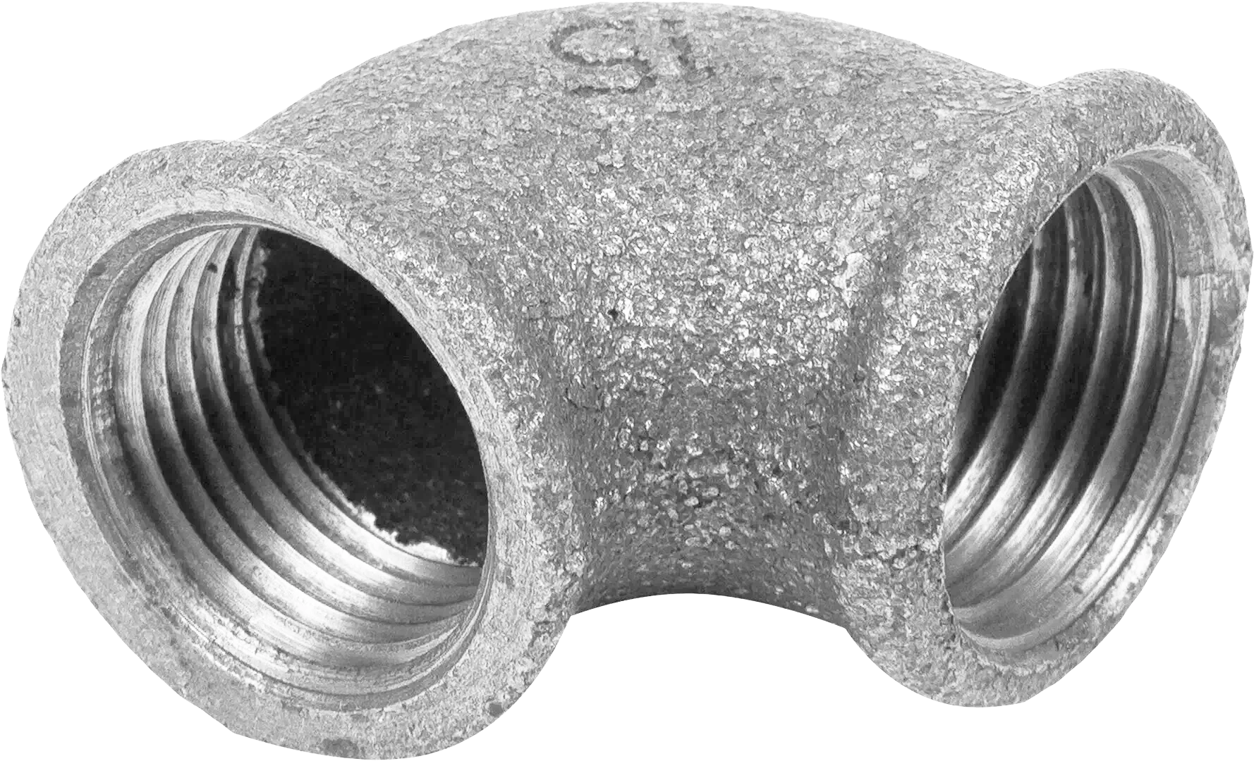 Отвод резьбовой чугунный оцинкованный 90 градусов ВР/ВР DN 25 (33,7 мм) 1 дюйм ГОСТ 8946