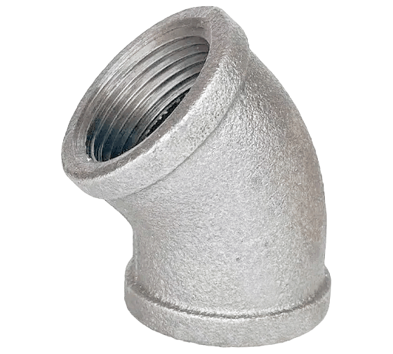 Отвод резьбовой 45гр ВР/ВР чугунный оцинкованный