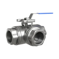 Кран шар. трехход. Т-обр. DN25 (33,7 мм) AISI 316