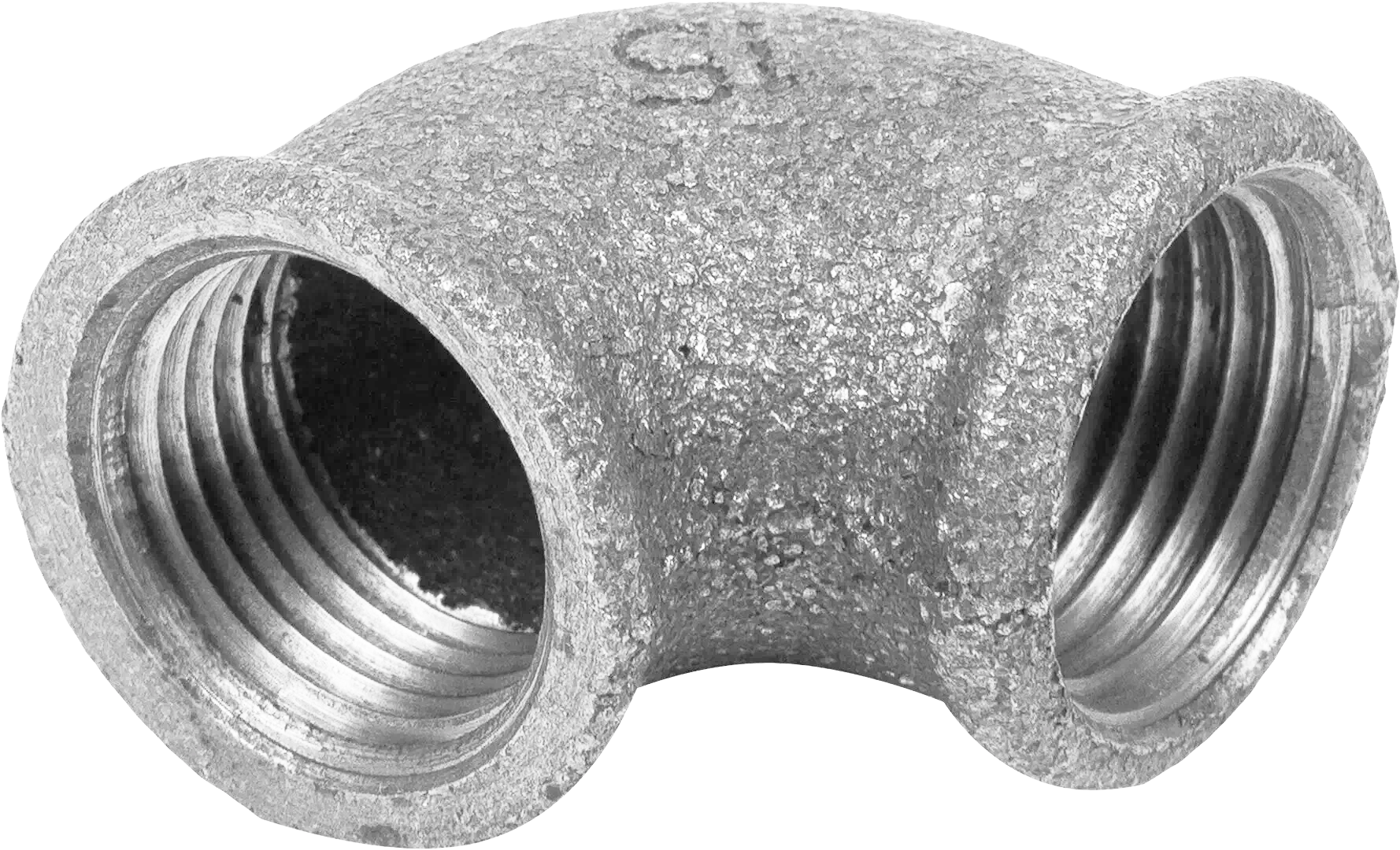 Отвод резьбовой чугунный оцинкованный 90 градусов ВР/ВР DN 20 (26,9 мм) 3/4 дюйма ГОСТ 8946